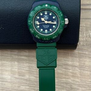 Vintage Tag Heuer Green and Blue Women’s Formula 1 Dive Watch.